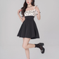 Tea break French dress puff sleeve A-line skirt new style high waist embroidered short skirt R4499