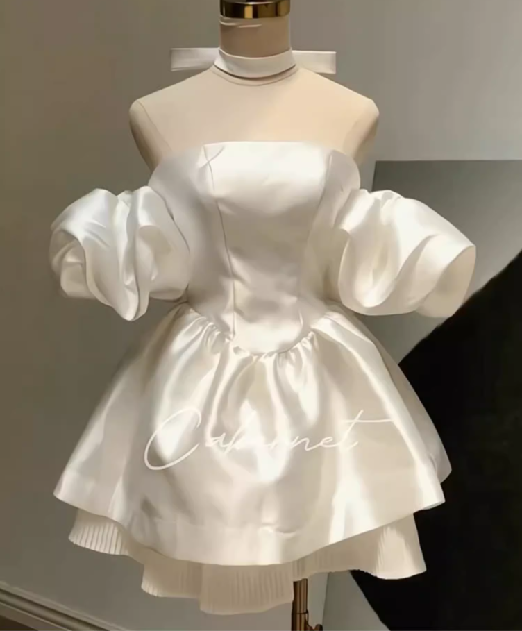 Birthday dress high-end party dress niche princess dress one-shoulder tube top dress R1766