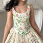 Fresh green floral suspenders low-cut sexy waist skirt homecoming dress R2623