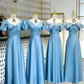 Light purple waist-cinched satin elegant slim-fit ball gown, bridesmaid dress R5938