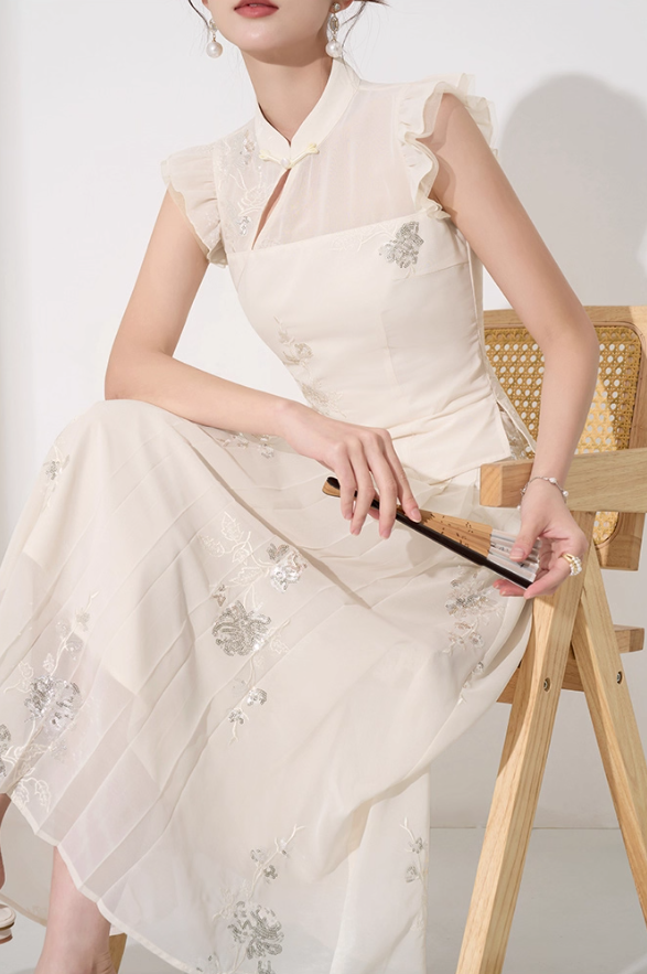 Chic and beautiful suit skirt summer new Chinese style top skirt high-end temperament two-piece suit R4294