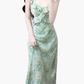 2025 Summer New Green Floral French Tea Break Seaside Vacation Long Dress R0975