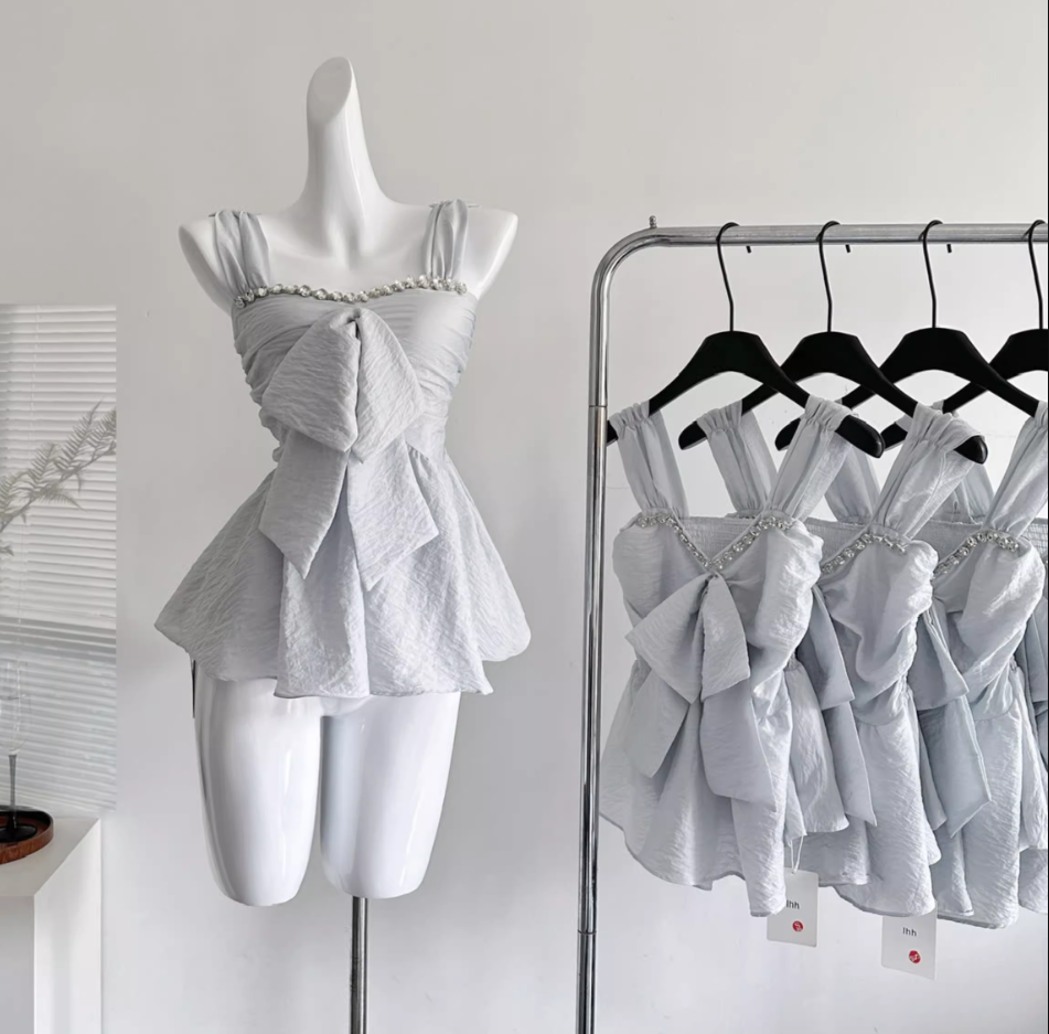 2025 new summer style chiffon shirt sexy top with diamond blouse R2054