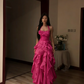 White halter neck, fitted waist, long, elegant ball gown R8071