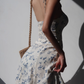 French retro girl fresh floral suspender skirt slim fit waist short skirt R2809