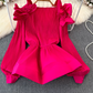 Ruffled waist shirt 2025 niche design three-dimensional petal waist cover meat slim top trend R0390