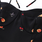 French holiday style black short floral new dress suspender skirt R2602