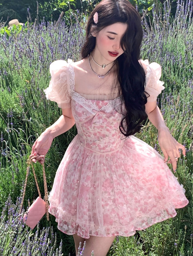 New romantic print floral dress R4984