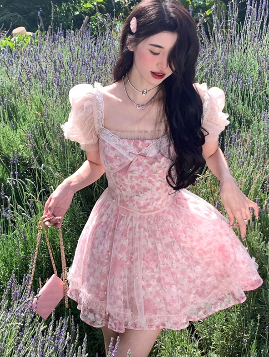 New romantic print floral dress R4984