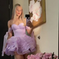 Pink Strapless Fitted Waist Puffy Skirt Homecoming Dress R5440