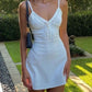 White suspenders waist slim A-line short skirt homecoming dress R4138