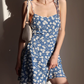Retro girl slim fit floral dress waist suspender dress short skirt R2824