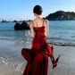 Fairy mermaid dress ruffled high-grade temperament red dress R1716
