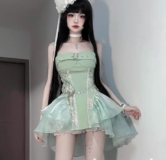 Atmosphere pure desire lace straps high-end suspender dress waist slimming short skirt R1671