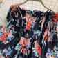 Holiday one-shoulder off-shoulder printed chiffon jumpsuit skirt super fairy wide-leg pants jumpsuit R0380