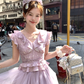 High waist short A-line pleated mesh skirt for women summer French style tall and slim skirt R4823