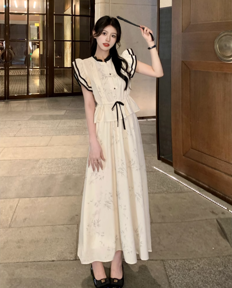 Fairy New Chinese Style Two-piece Suit Flying Sleeve Waist Shirt Skirt Chinese Style Suit R1723