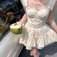 Women's romantic floral suspender dress sweet skirt R4948