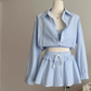 Plaid shirt jacket lace camisole top a-line skirt pants suit R2011