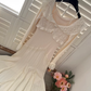 Rose Pattern Lace Long Sleeve Fishtail Dress R2015