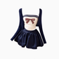 Pure desire hot girl bow print contrast color tube top 2025 college style skirt suit R1280
