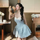 Blue suspender bandeau sexy pattern A-line skirt homecoming dress R2541