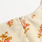 2025 Summer New French Square Neck Puff Sleeve Mid-Length Floral Waist Dress R0928