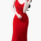 2025 Summer New Red Sexy Dress V-neck Date High-end Holiday Dress R0936