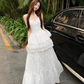 Fairy temperament unique beautiful white sling dress skirt two-piece suit R1730