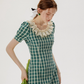 French skirt green plaid dress summer retro short skirt petite short skirt female summer R3457