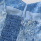 French holiday style long blue 2025 new dress R2657