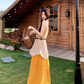Artistic forest style layered beaded suspender long skirt travel wear dress knitted vest two-piece suit R1731