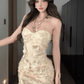 Large size French sexy high-end heavy-duty tube top dress mesh hot girl evening dress R1876