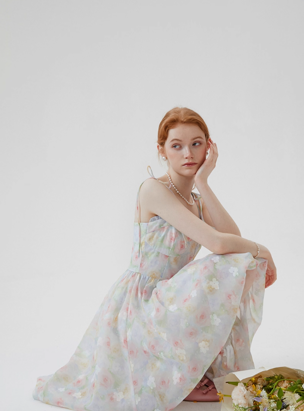 French tea break flower dress holiday floral dress suspender bud dress female summer new style R3488