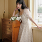 French style skirt petite short skirt short floral skirt puff sleeve dress female summer new style R3462