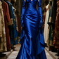 Green suspender satin waist slim hip sexy long skirt ball gown R6068