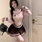 Sweet long-sleeved hooded sports sweatshirt 2025 large size high waist puffy skirt suit R1268