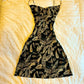 Black suspenders irregular pattern waist slim A-line short skirt homecoming dress R2788