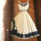 White suspender waist slim long skirt homecoming dress R2780