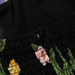2025 summer new retro black floral waist slim sexy suspender dress R0917