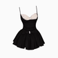 Ballet style contrast color suspender top 2025 sweet hot girl bow a-line skirt suit R1291
