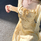 French style yellow temperament suspender dress women's summer beautiful long dress R3828