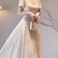 Platycodon French first love dress high-grade gentle temperament unique beautiful waist A-line long skirt R0452