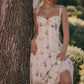 Blue and white floral suspenders low-cut sexy slim long skirt homecoming dress R2490