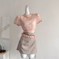 Lantern Sleeve Top Satin Orchid Tulle Asymmetric Skirt R2035