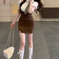 American college style retro hip skirt suit 2025 large size pure white shirt suit R1408