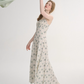 French floral suspender dress tea break small fresh sleeveless long dress R2691