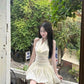 Apricot halter neck swing neck waist slim fit skinny flower bud short skirt homecoming dress R4023