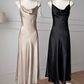 Acetate mermaid satin suspender dress slim fit high-end long dress R2186