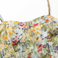 2025 summer new high waist oil painting slim waist floral holiday suspender dress R0931